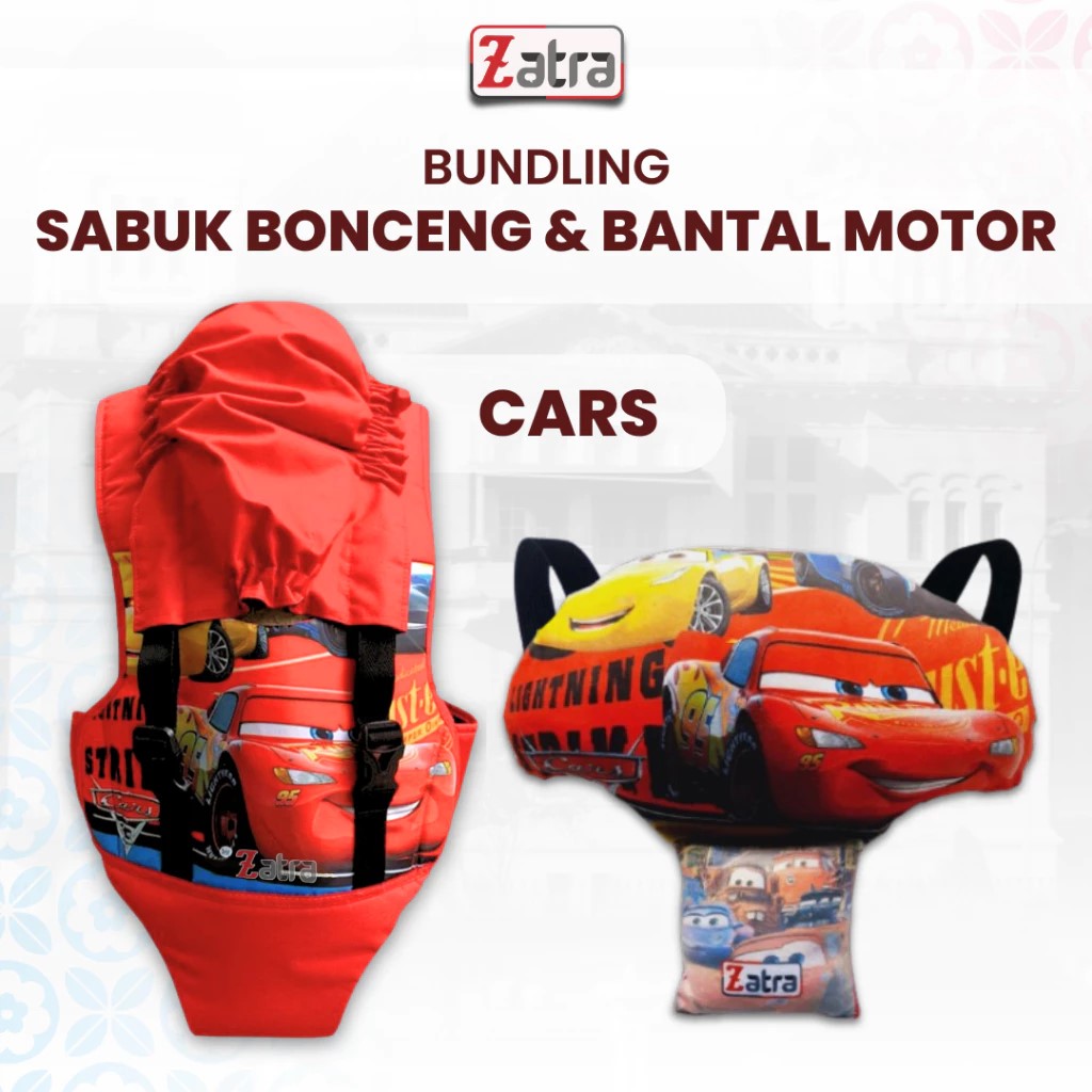 ZATRA Paket Bundling Sabuk Bonceng dan Bantal Stang Motor Karakter Printing #3
