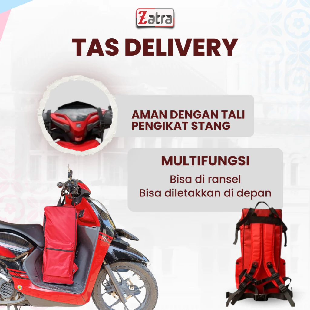 ZATRA Tas Delivery Tas Kurir Ransel Tas Motor Touring Free Raincover #4