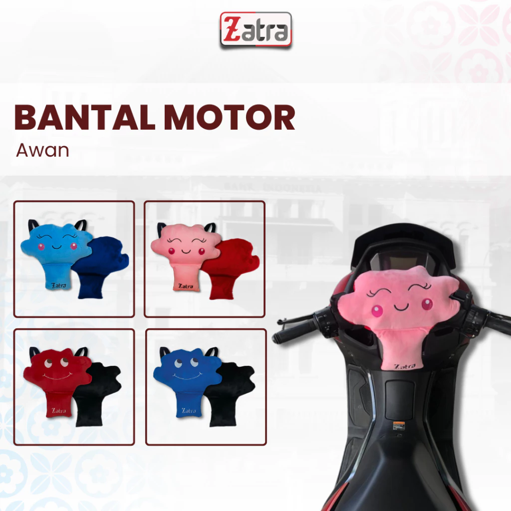 ZATRA Bantal Stang Motor Karakter Awan Lucu #3